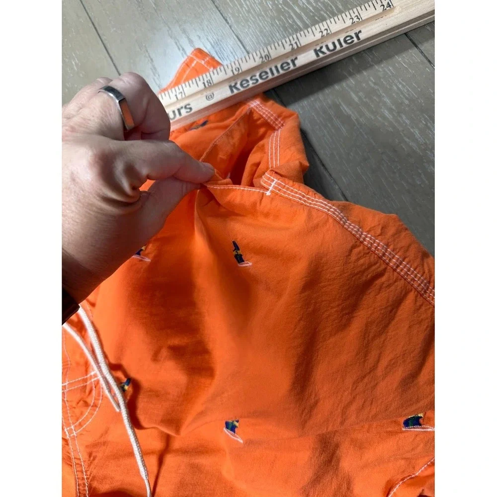Polo Ralph Lauren Mens Swim‎ Shorts XL Orange Lined  Embroidered Flags
